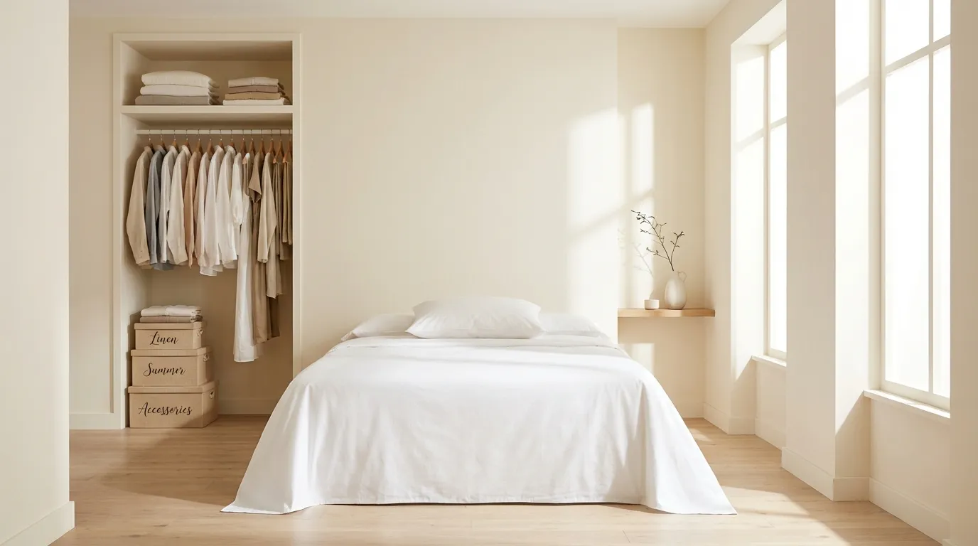 Dormitor organizat după curățenia de primăvară