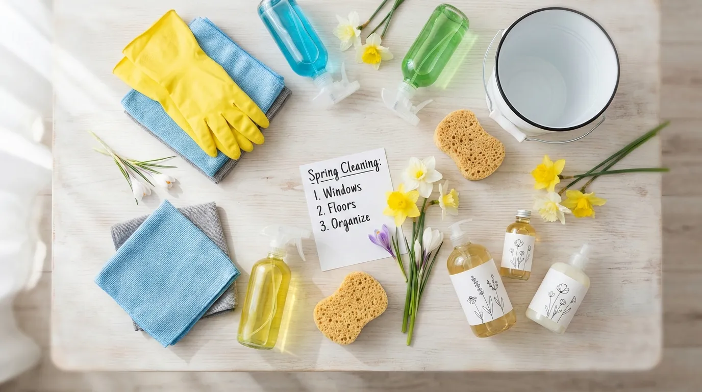 Produse și lista de verificare pentru curățenia de primăvară și Paște
