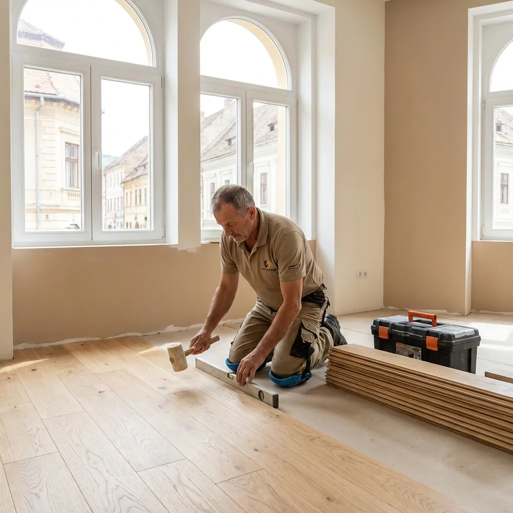 Meșter profesionist lucrând la renovare în Brașov