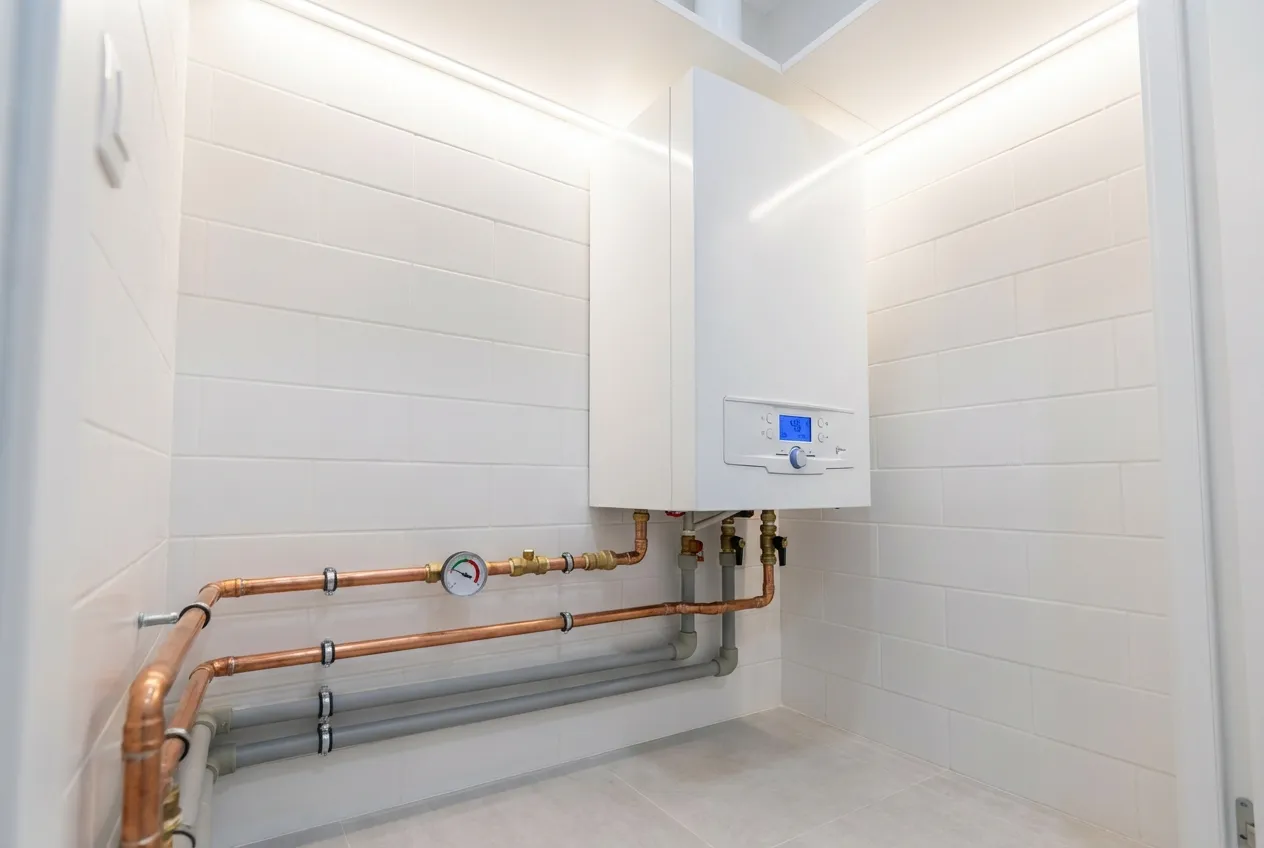 Centrală termică modernă cu condensație montată profesional în Brașov