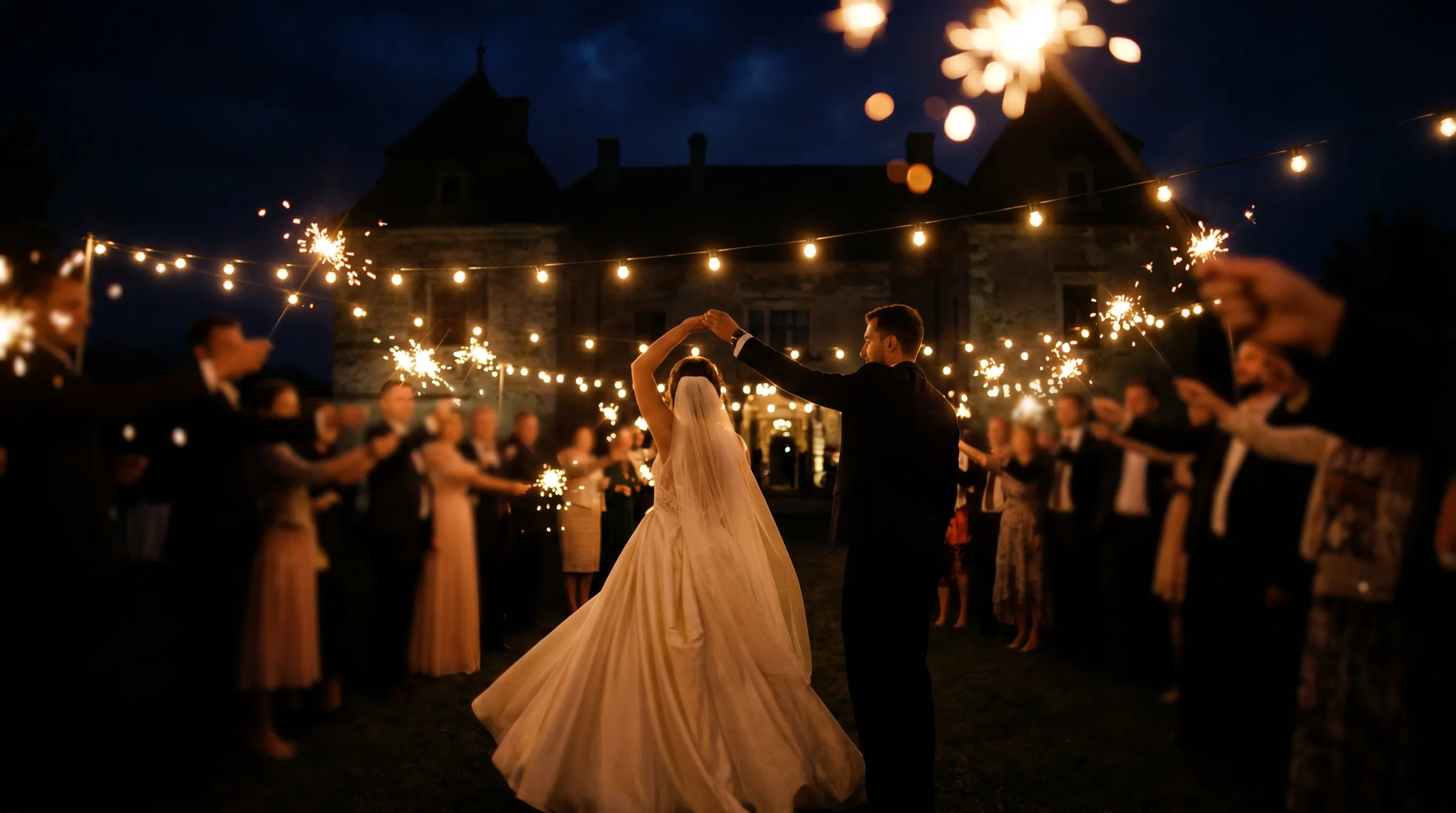 Videograf surprinde momentul cinematografic al ieșirii mirilor sub un coridor de torțe la o nuntă în Brașov