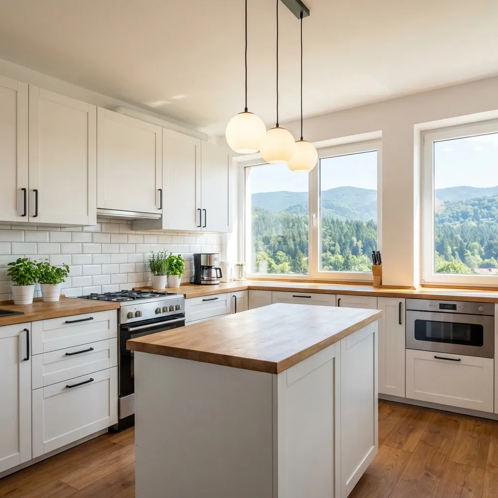 Bucătărie modernă personalizată cu amenajări interioare profesionale în Brașov