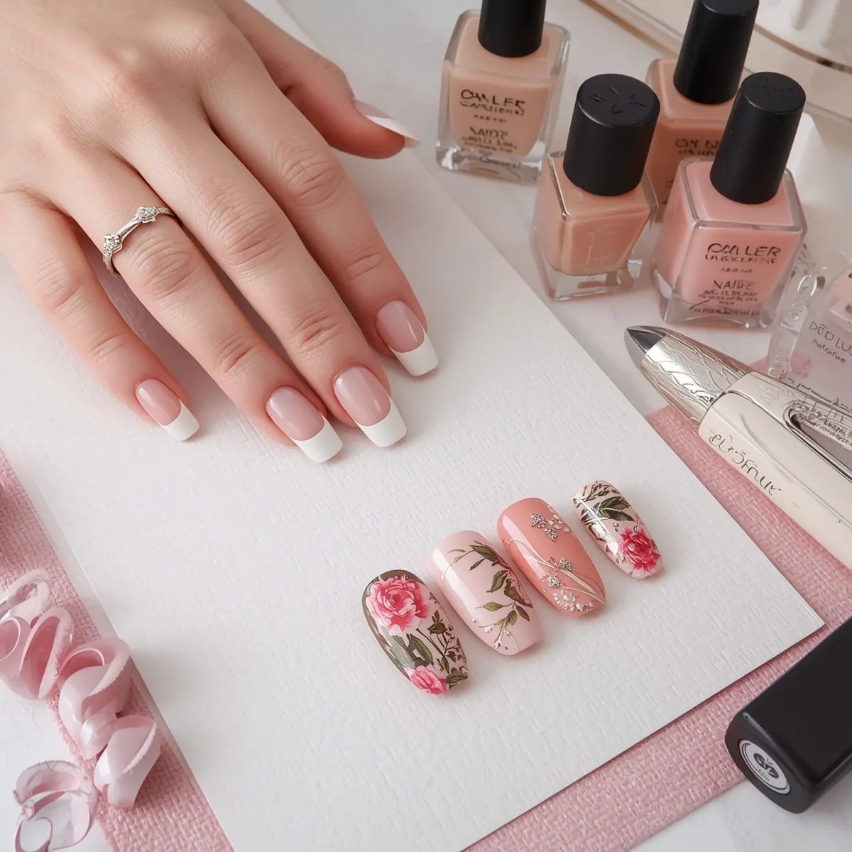 Manichiură profesională cu nail art delicat și design contemporan