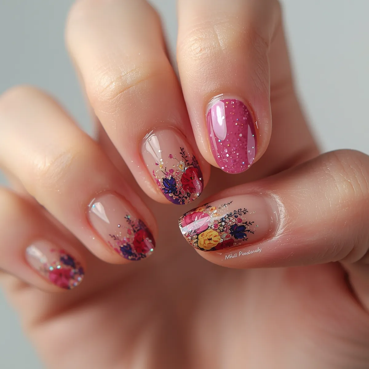 Unghii pastel cu finisaj mat și linii subtile decorative