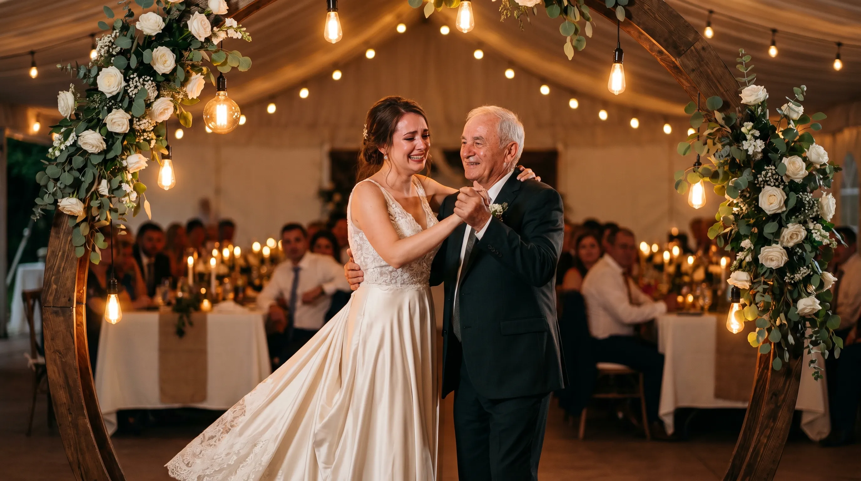 Tatăl miresei dansează cu mireasa la petrecerea de nuntă - moment emoționant surprins de fotograf