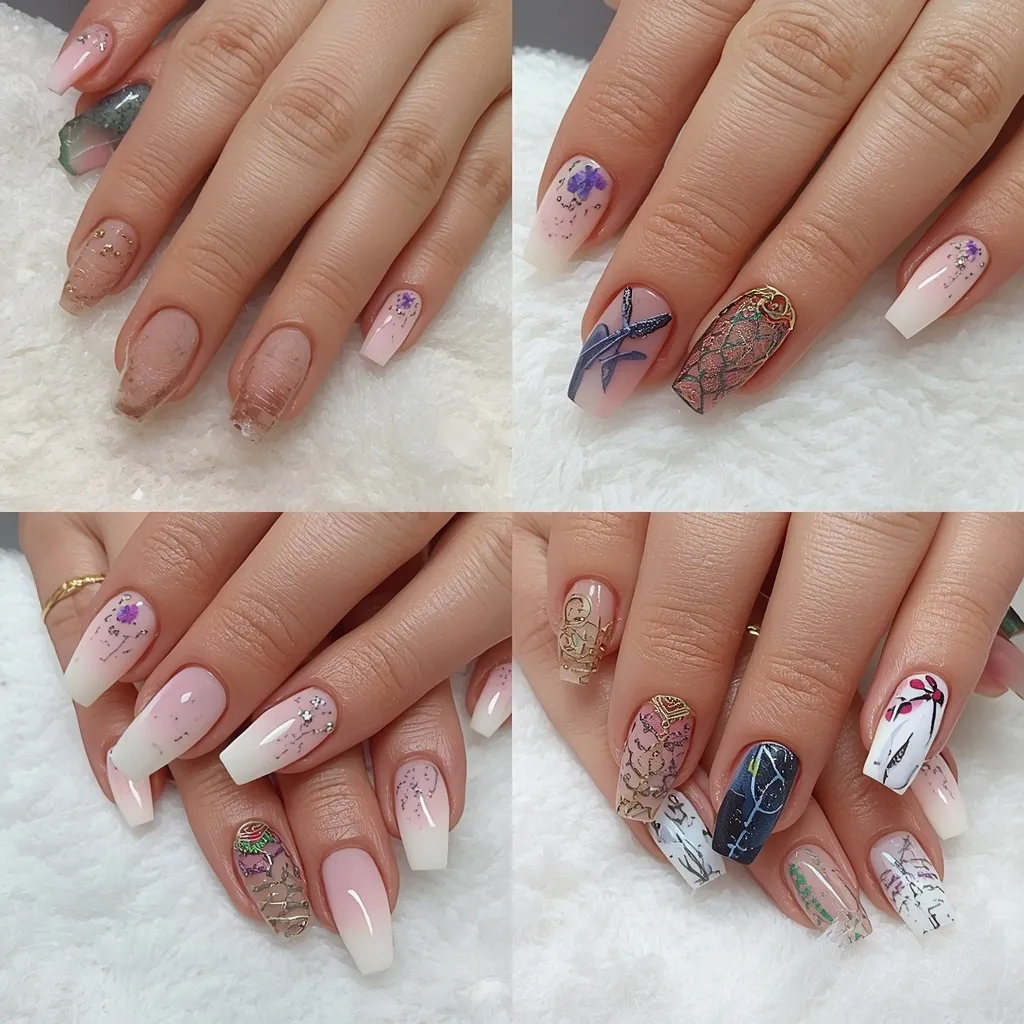 Unghii elegante decorate cu strasuri și cristale strălucitoare