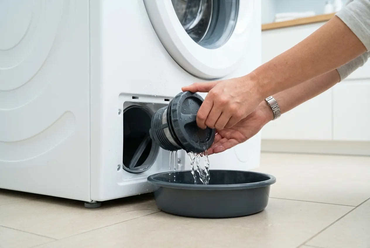 Curățare filtru pompă evacuare mașină de spălat — operațiune DIY simplă