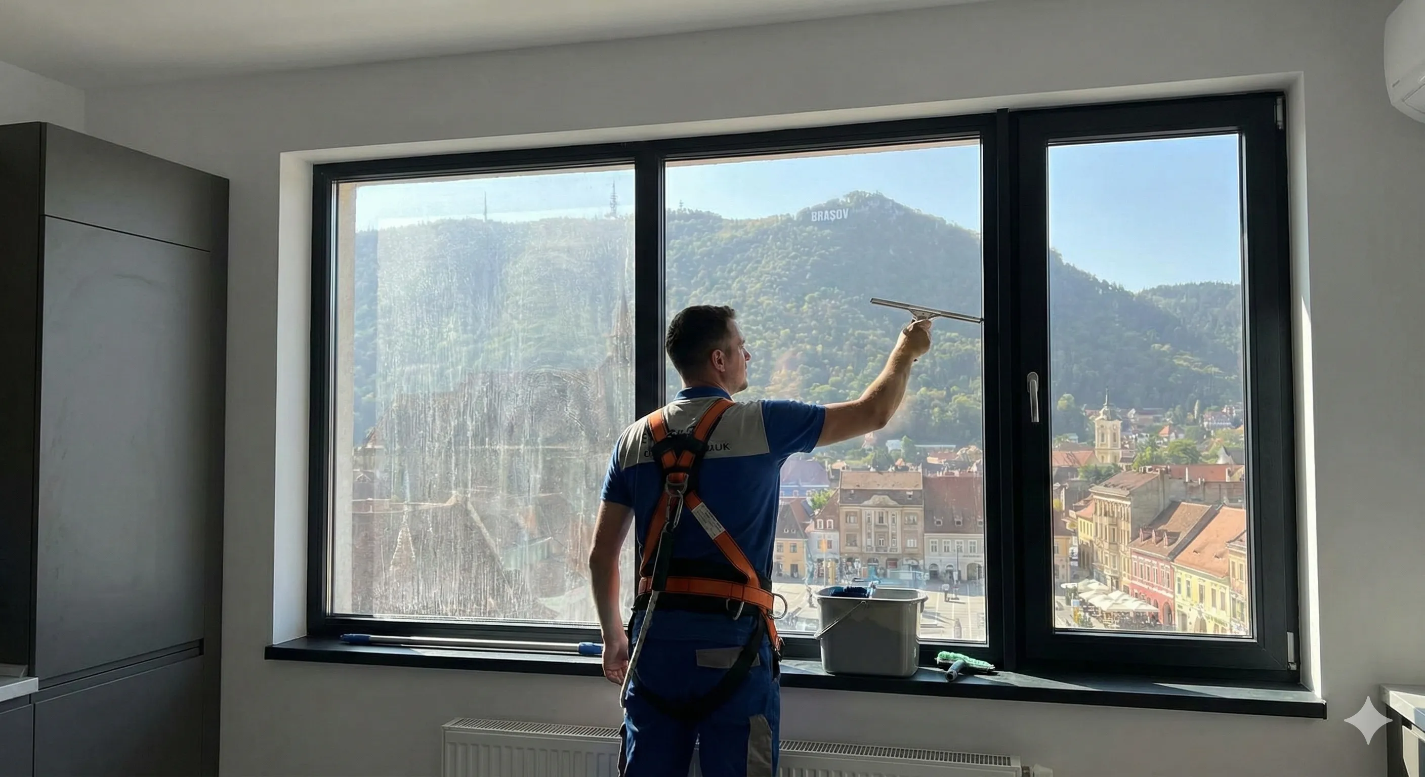 Curățenie profesională ferestre în Brașov - rezultate impecabile fără urme